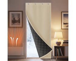 Qelus Warmtewerend Deurgordijn - Stevig en Robuust Isolerend Gordijn, Water - en Winddicht, Geluidsreducerend, Zelfklevend, Geschikt voor Thuis, Woonkamer, Entree- 1 Stuk (Beige, B100 x H210cm)