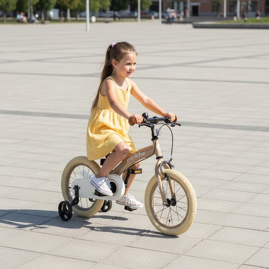Qplay Miniby Kinderfiets 12 inch - 3 in 1 - loopfiets - Nude Pink van Qplay — afbeelding 2