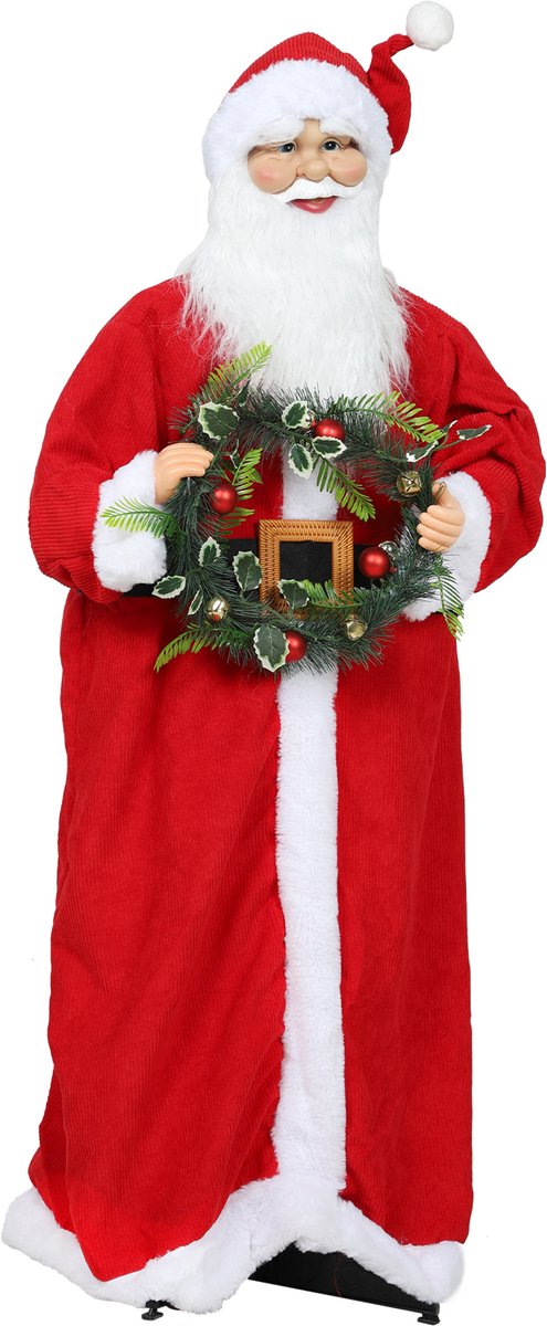 HOMCOM-Kerstdecoratie Kerstman-Polyester-47x30x110cm-Rood