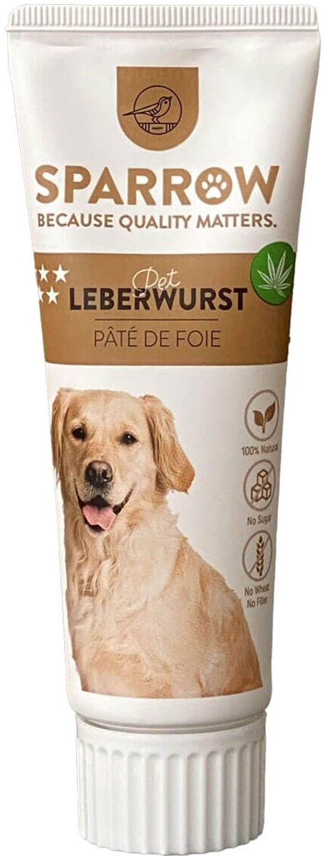 SPARROW Pet Leverworstpasta met CBD Voor Honden - 75 g