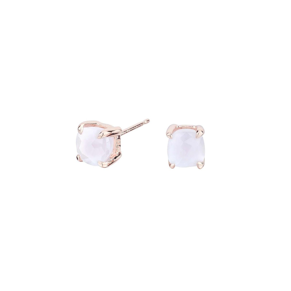 Ardhanarishvara oorbellen – Roséverguld zilver & blauwe chalcedoon