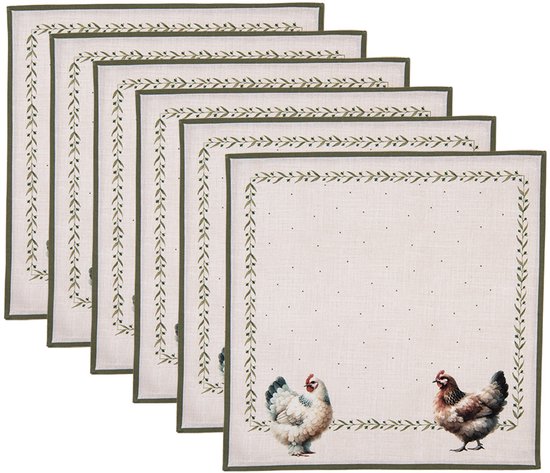 Clayre & Eef Serviettes Coton set de 6 40x40 cm Beige Coton