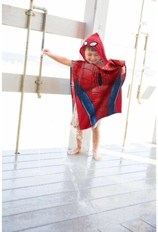 Spiderman poncho met capuchon - 55x110 cm van Merkloos — afbeelding 2
