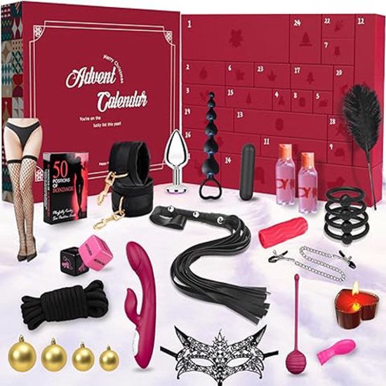 Erotische Adventskalender 2025 – 24 Sensuele Cadeaus voor Koppels & Singles – Seksspeeltjes, Bondage & Massage – Discreet Verpakt