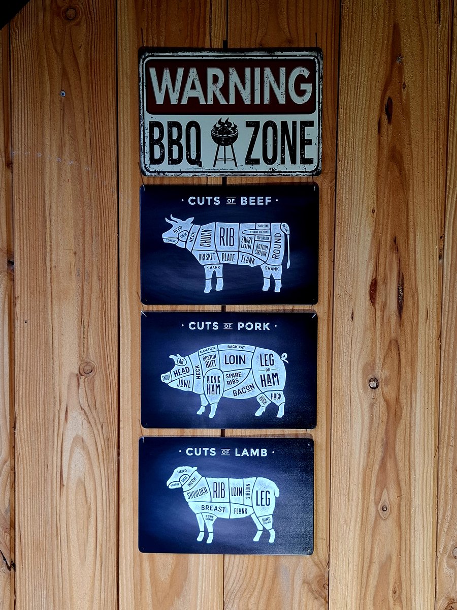 wandbord combi deal 8 - 4 wandborden voor de - barbeque - buitenkeuken - 30x20cm - ideaal cadeau - bbq