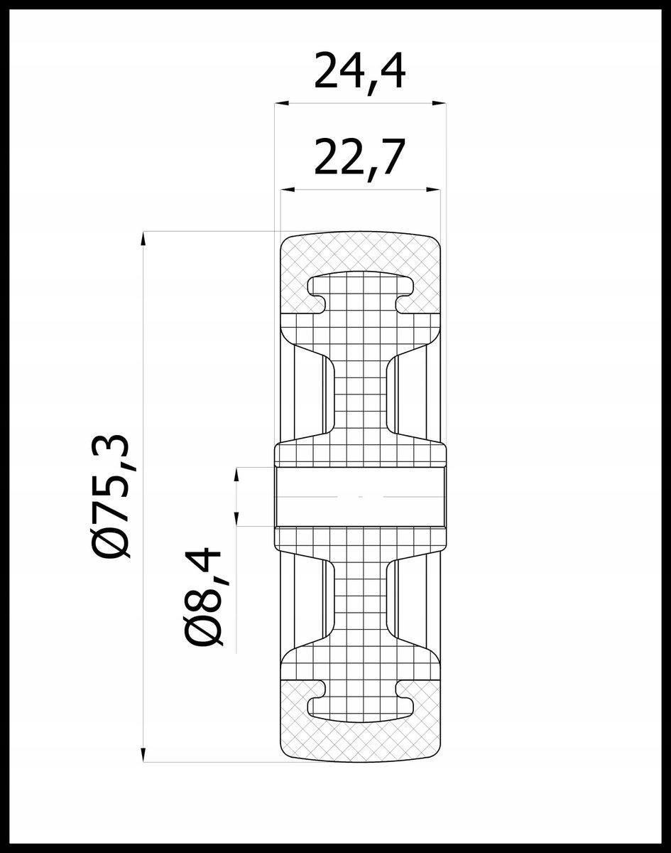 M70TPU Meubelwiel Kunststof-Polyurethaan 75mm - 70kg