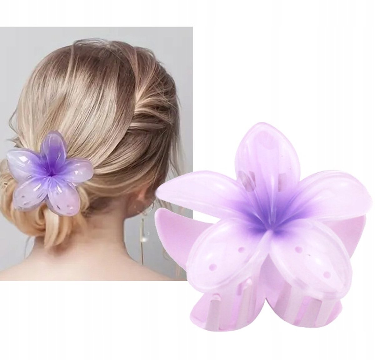 Grote Hawaiianaanse Haarclip met Bloem - Lila