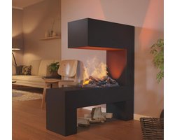Elektrische Waterdamp Haard Mozart Deluxe – 3D LED Vlammen met Knisperend Houtgeluid, Afstandsbediening, Opti-Myst 500 Technologie, Vrijstaande Moderne Zwarte Haard 110x120x35 cm voor Huiskamer