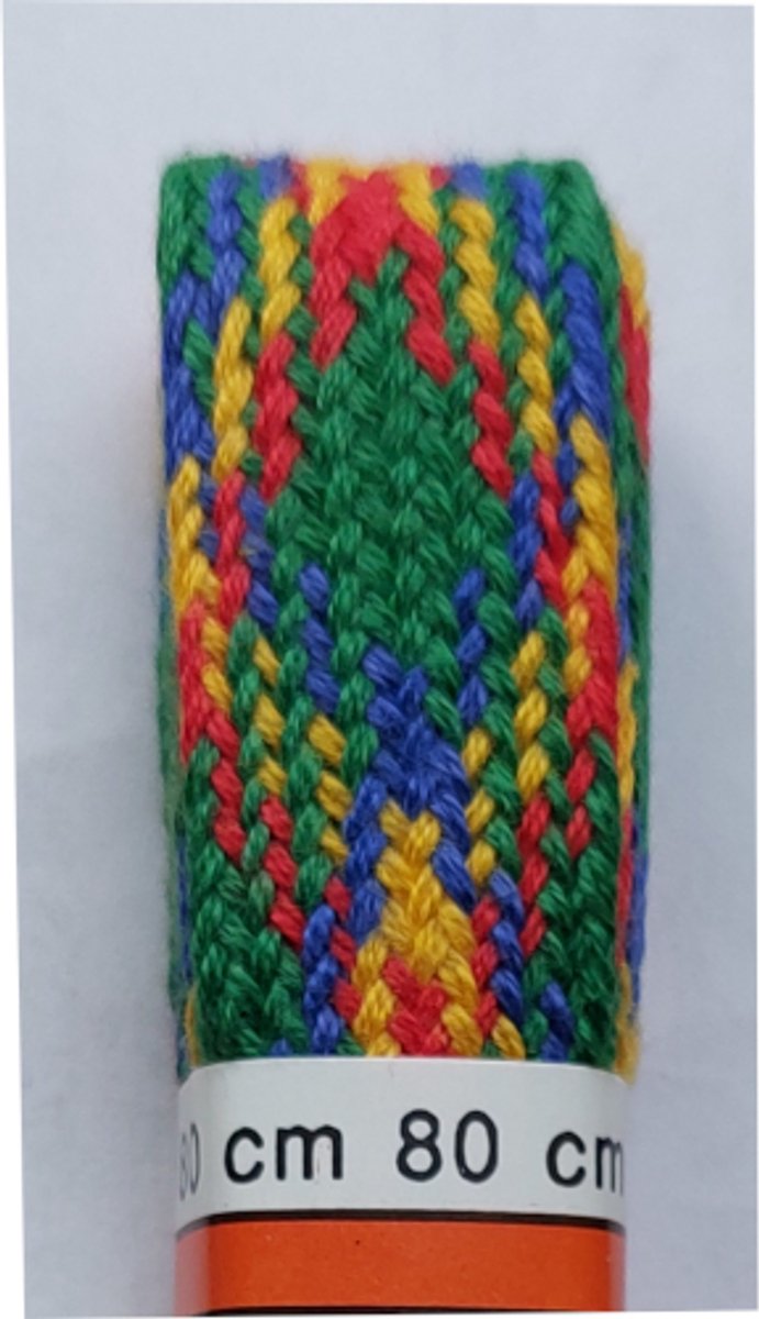 Bunnies Veter - Groen/Blauw/Rood/Geel - Meerkleurig - Plat - Extra Breed - Lengte 80 cm - Breedte 16 mm - Schoenveter