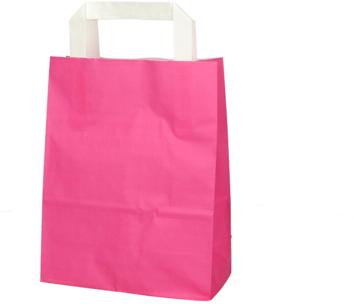 Cadeautas papier donker roze - 50 stuks - 18x8x23cm - Roze - Geschenktas - Giftbag - Met handvatten