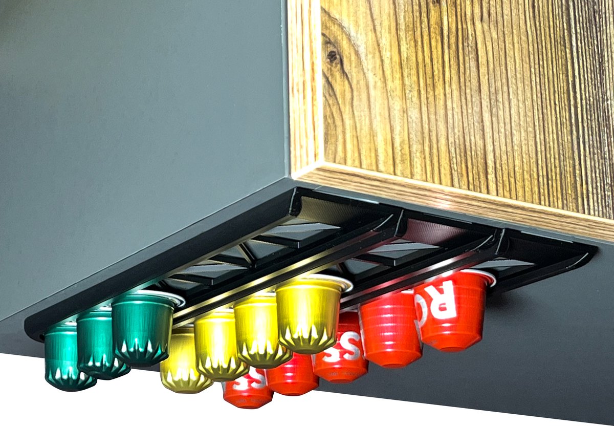 Capsulehouder Zelfklevend - Zwart - 3 Stuks - Koffiecups Houder