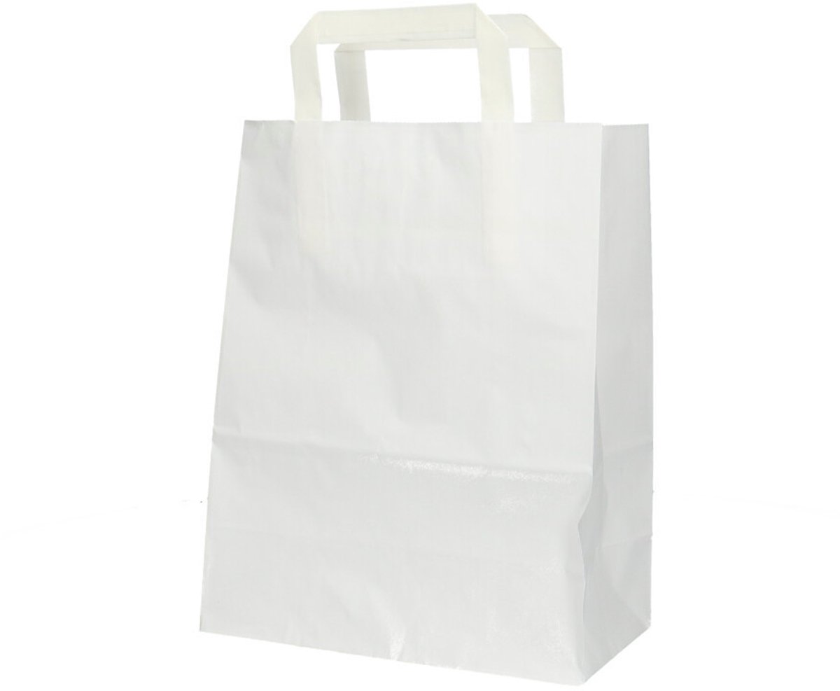 Cadeautas papier wit - 50 stuks - 22x11x28cm - Wit - Geschenktas - Giftbag - Met handvatten