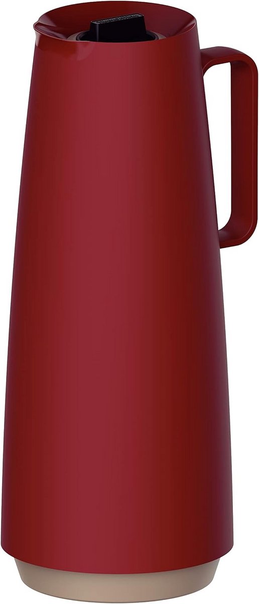 Thermoskan glas 1 liter met druppelstop rood