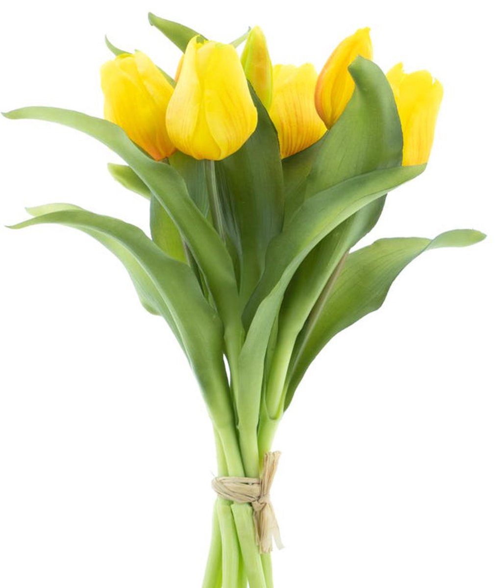 7 kunst tulpen Vermeer-boeket van 7 yellow kunsttulpen-Real Touch Vermeer tulip bundle Sally X7 yellow 31cm
