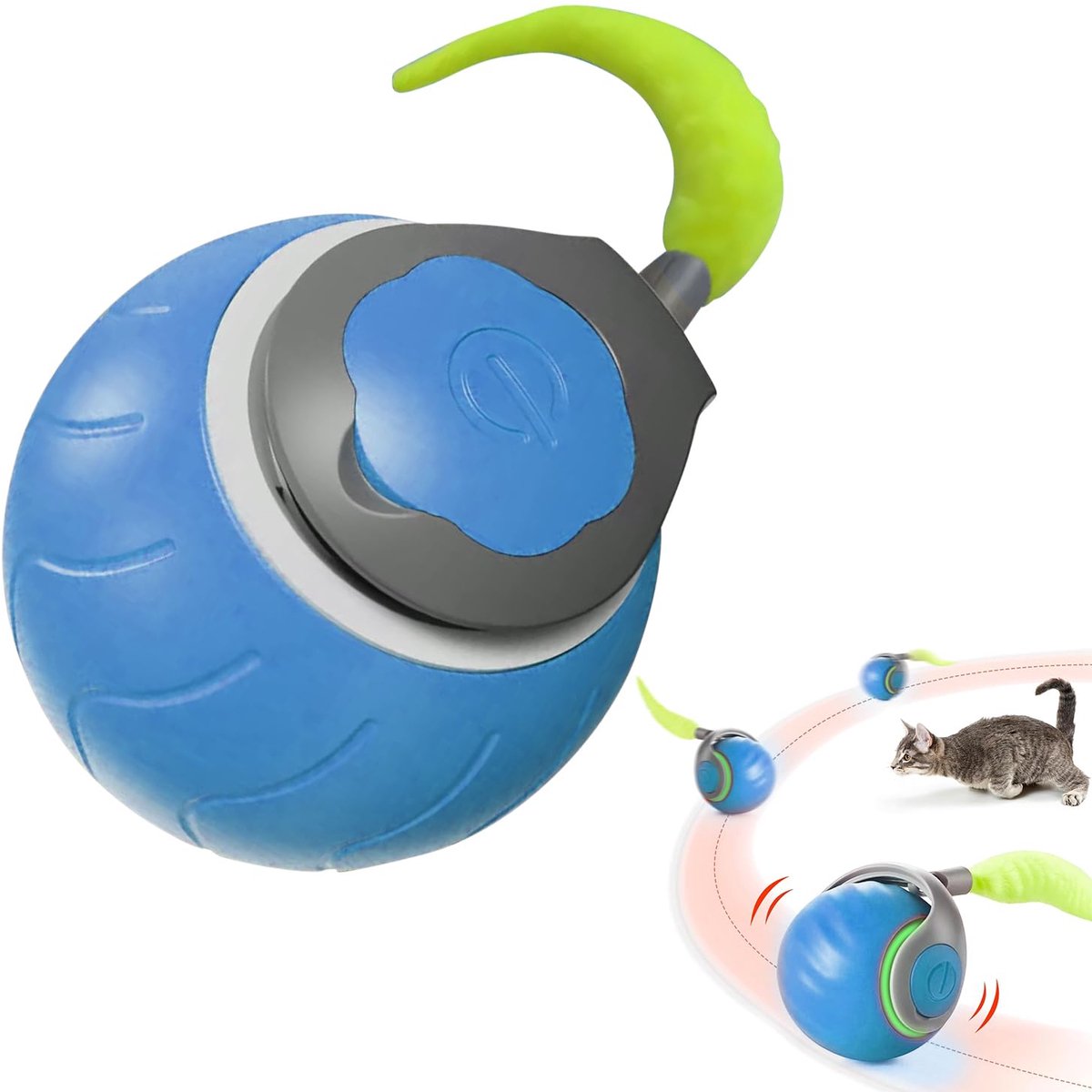 IMPERATORIS® Elektrisch Kattenbalspeelgoed – Interactief Kattenspeeltje / Automatisch Rollend Slim Speelgoed voor Katten – Oplaadbaar – Voor Interactief Spelen Binnenshuis – Geschikt voor Tapijt – 1 stuks