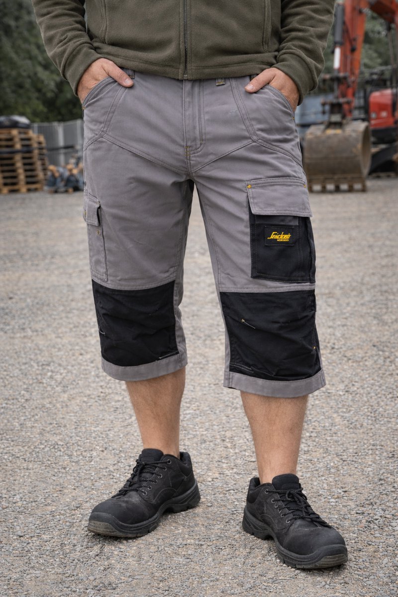 Werkbroek 3/4 Snickers Ripstop Pirate Trousers – Donkergrijs/Zwart – Maat 42