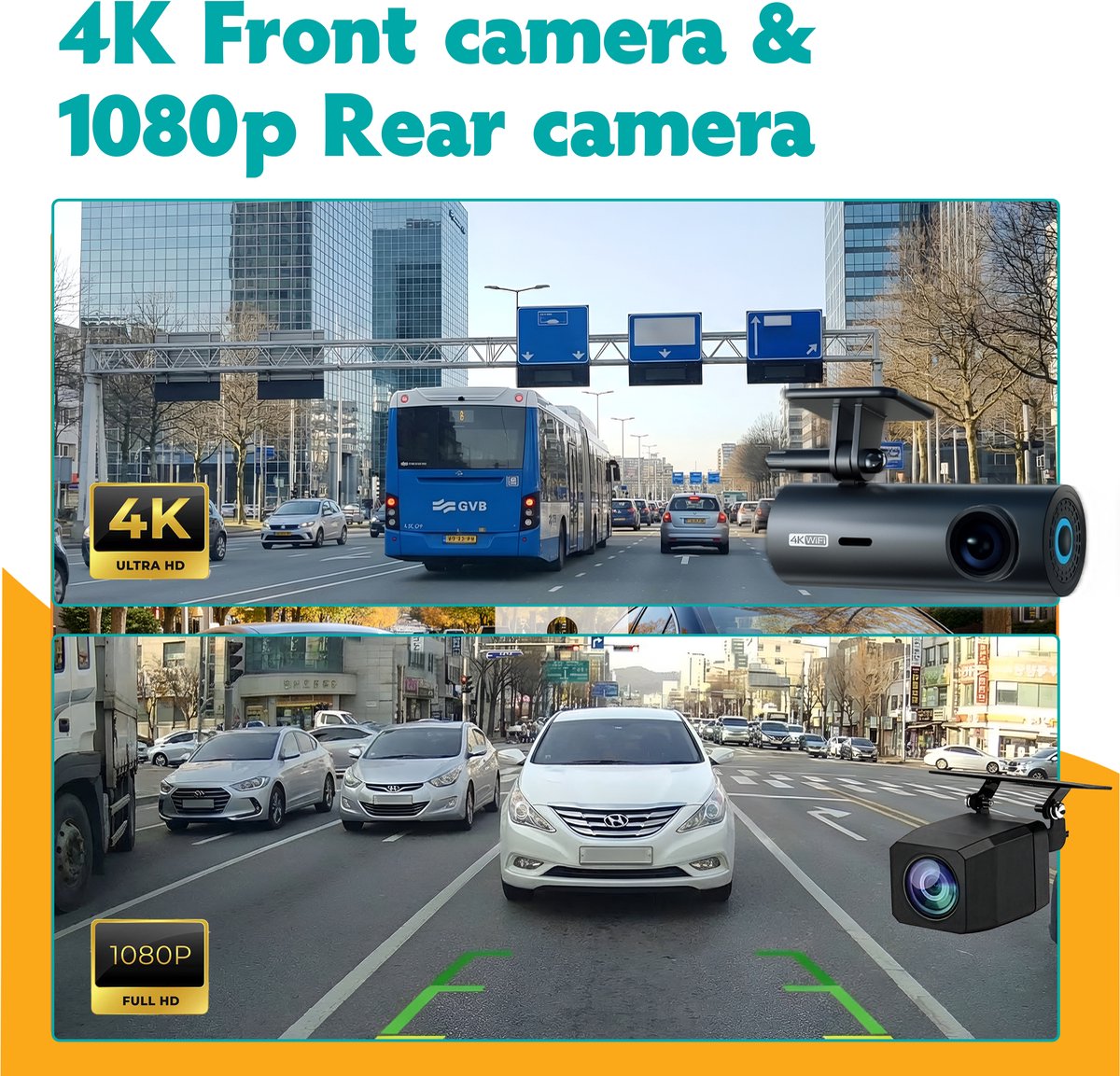 Pora&Co Dashcam Dual Lens 4K – Voor & Achter Camera – Ultra HD – Nachtzicht – Parkeermodus thumbnail 8