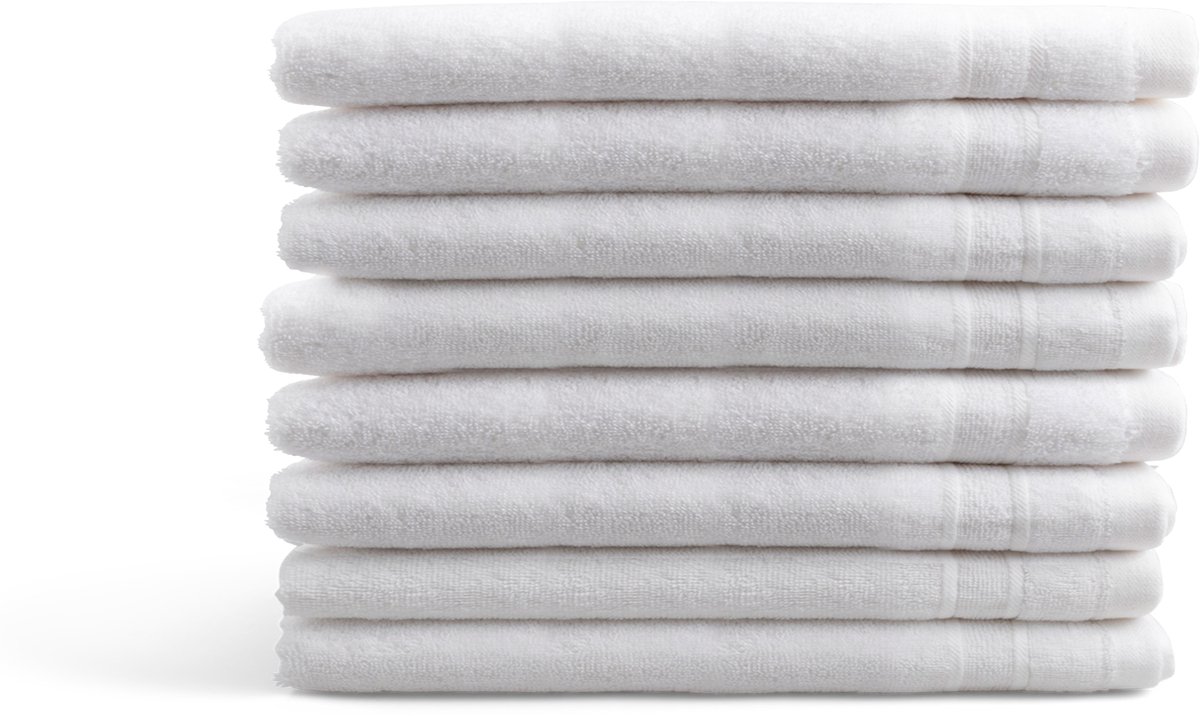 DoubleLife Washandjes 16x21 cm - Set van 8 - 100% Katoen, waarvan 50% Gerecyclede Katoen - GRS Gecertificeerd - Bright White