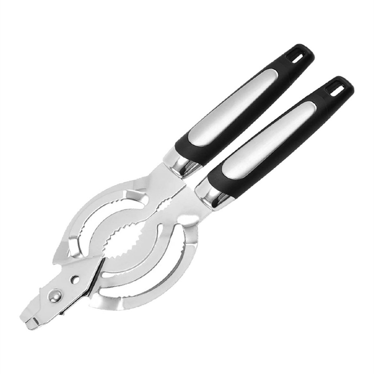 QTTVBTNA - Blikopener - Allesopener - RVS - Ergonomisch Handvat - Multifunctionele - Voor Blikjes, Flessen, Noten - Zwart - 25x9 cm - 1 Stuk