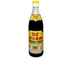 Heng Shun Chinkiang Zwarte Rijstazijn 2 x 550 ml Glasfles – Traditionele Chinese Azijn voor Dipsauzen, Marinades en Koken – Authentieke Zwarte Azijn met Kajal Sticker