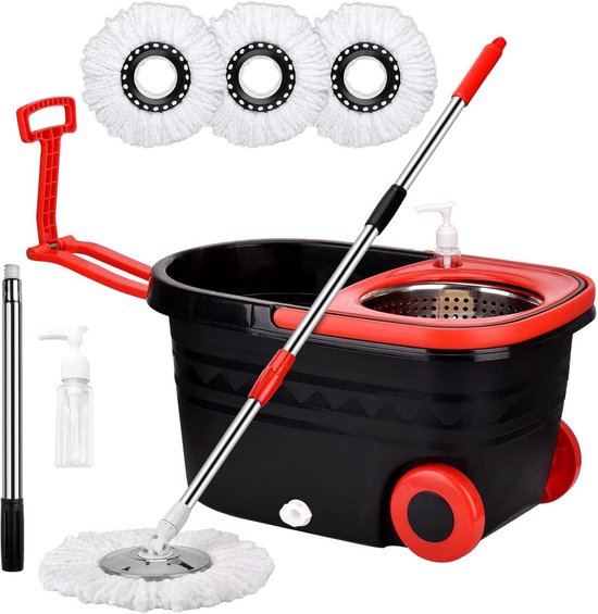 Spontex Full Action Corner Rotations-dweilsysteem en emmer voor smalle hoeken, 360° eenvoudig uitwringen/spoelen voor laminaat, hout en tegels, 1 microvezel-opzetstuk