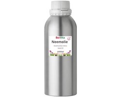 Neemolie 1 Liter - Pure, Koudgeperste en Onbewerkte Neem olie van Azadirachta indica zaden voor mens, dier en plant - Stevige Aluminium Fles