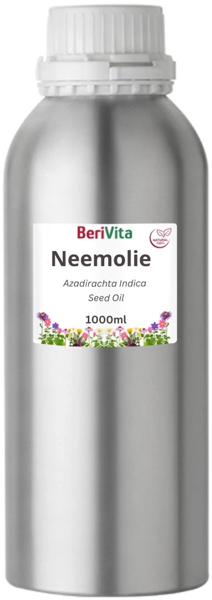 Neemolie 1 Liter - Pure, Koudgeperste en Onbewerkte Neem olie van Azadirachta indica zaden voor mens, dier en plant - Stevige Aluminium Fles