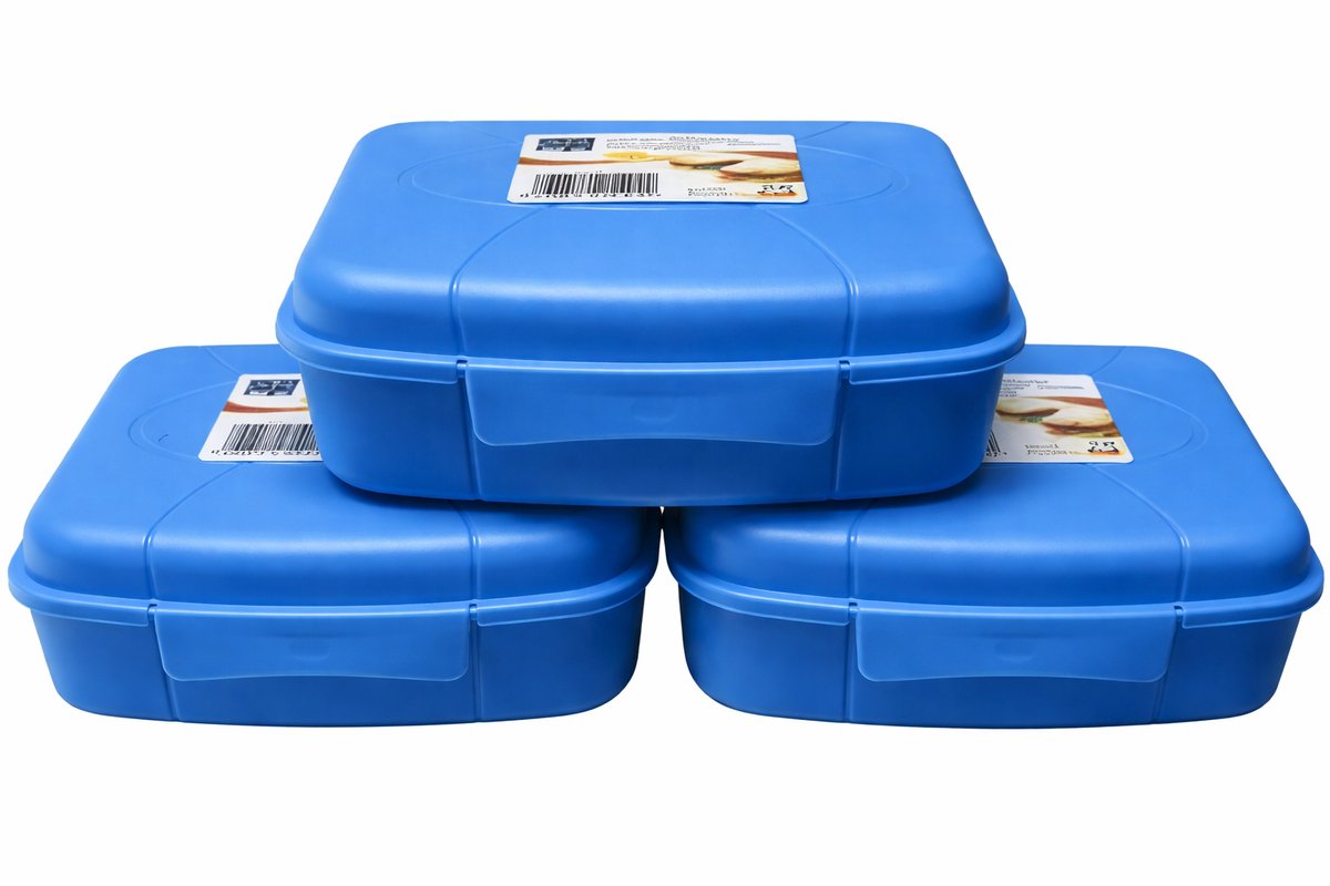Alpfa – Broodtrommel – Lunchbox – Brooddoos – Set van 3 Stuks – 3 Liter – Blauw