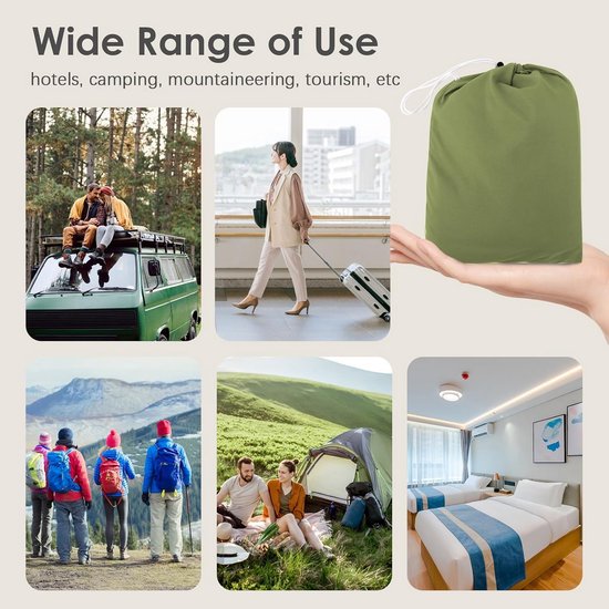 Ultra Lichte Zomerslaapzak 220x90 cm Groen Compact & Lichtgewicht voor Reizen en Kamperen — afbeelding 3