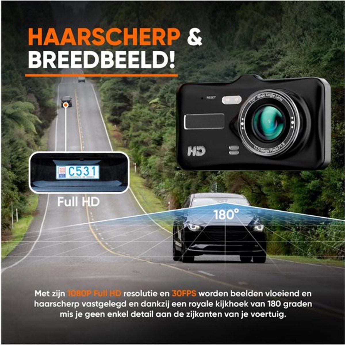 Dashcam - Dual Dashcam voor Auto - Voor en Achter - 1080P, 4-inch 2.5D IPS-schermFull HD - Parkeermodus - 170° wijdhoeklens Full HD-autocamera, nachtzicht, bewegingsdetectie en G-sensor – foto 5