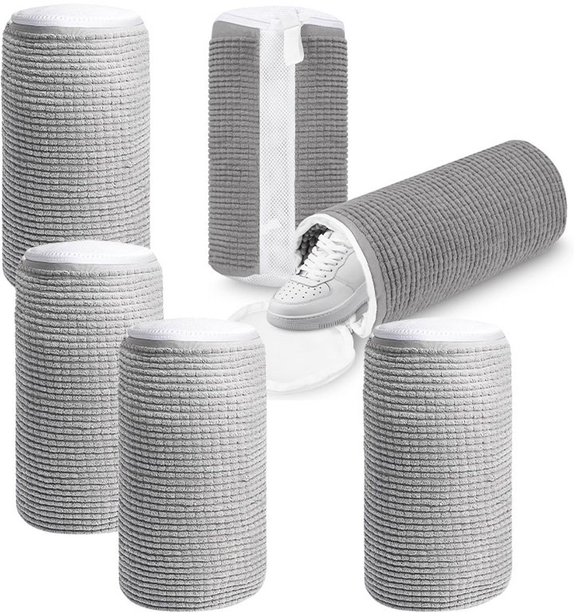 Waszak - Wasnet Voor Schoenen - Waszak Voor Schoenen - 32.5 x 12.8 cm - Netje Anti-Vervorming - Schoen Wassen - Schoenenwaszak - Wasgoed - Wasmachine - Schoenen / Sneakers - met Rits - Herbruikbaar - 6 Stucks