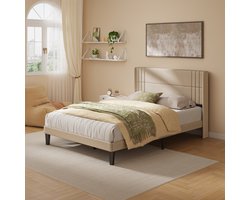 Bealife BF45 Bedframe - 200 x 160 cm - Tweepersoonsbed - Hoofdbord en Lattenbodem - Beige