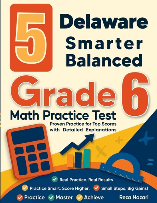 5 Delaware Smarter Balanced Grade 6 Math Practice Tests - cover