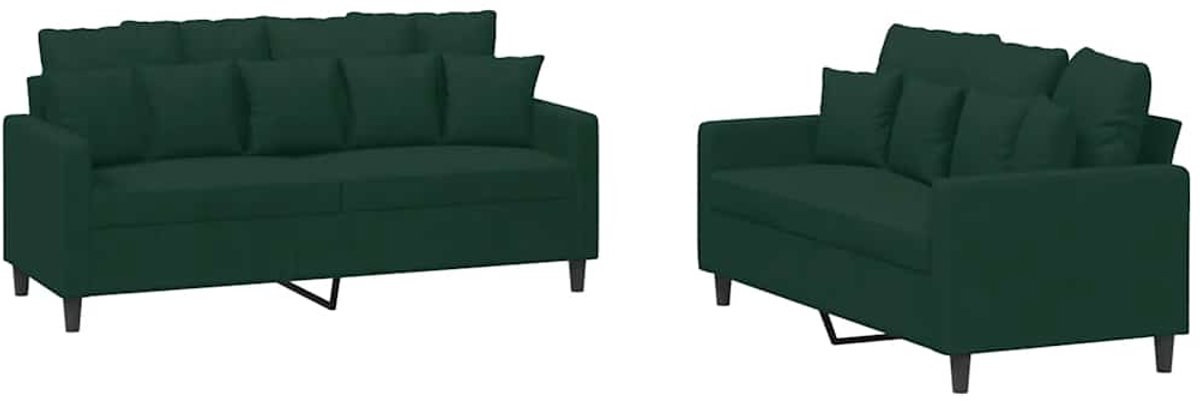 vidaXL - 2-delige - Loungeset - met - kussens - fluweel - donkergroen
