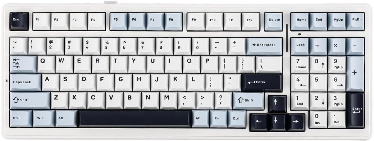 EPOMAKER x AULA F99 - Wit/Blauw - Mechanisch Draadloos Toetsenbord - RGB - 100% - QWERTY - Gaming Keyboard - Leobog Reaper Switch