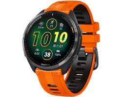 Stravo 22mm Siliconen Horlogebandje Bandje voor Garmin Forerunner 970 / Forerunner 965 (solar) / Forerunner 955 (solar) / Forerunner 945 / Forerunner 935 / Descent G1 / Descent G2 / Fenix 6 – Inclusief montage- en demontagetool - Oranje / zwart