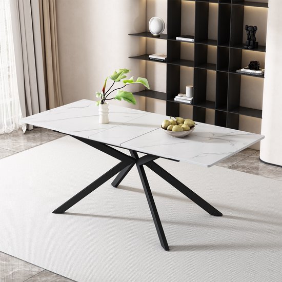 Moderne rechthoekige eettafel voor 4-6 stevige metalen e