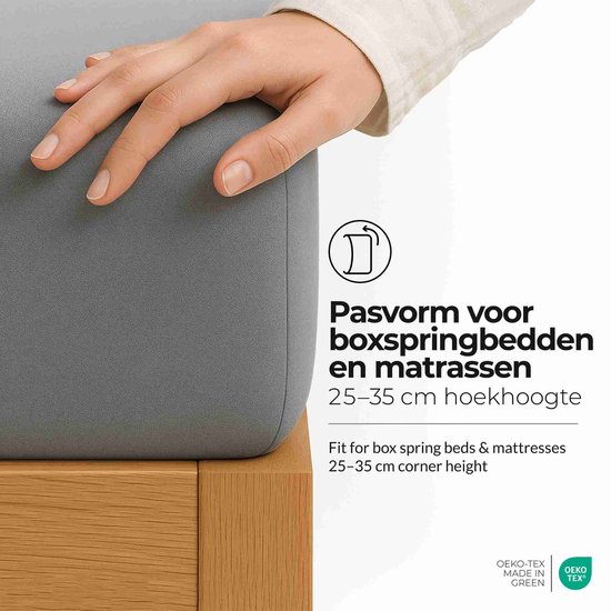 etérea Hoeslaken Extra Jersey 140x200 - 160x220 cm - Oekotex - 100% coton - jusqu'à 35 cm - Grijs