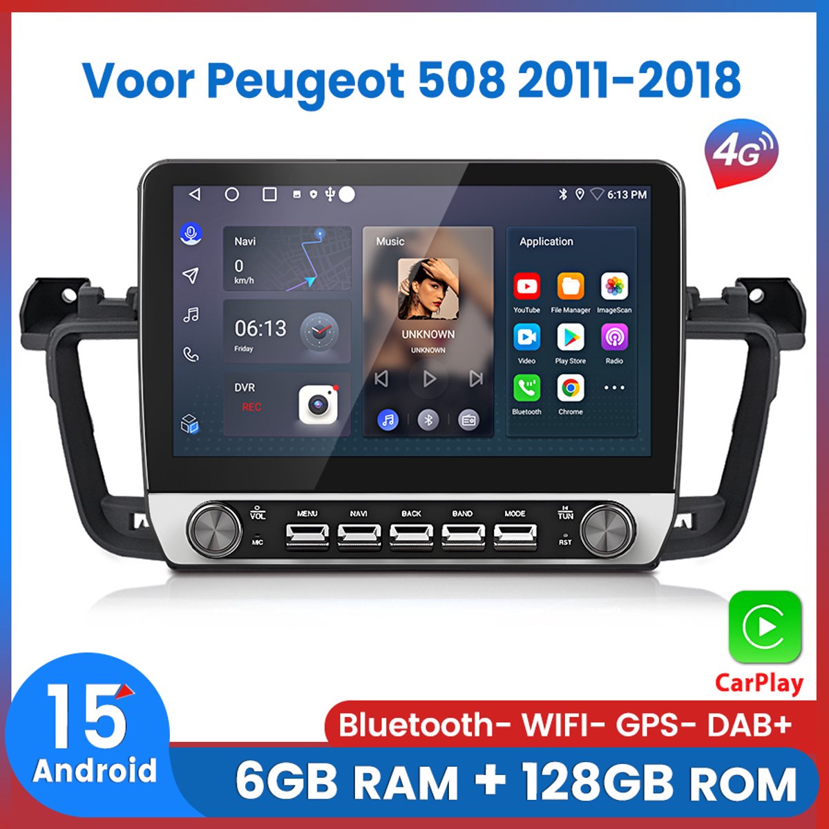 Awesafe 10.1 Inch Autoradio 6GB+128GB met Carplay en Android auto - Geschikt Voor Peugeot 508 2011 t/m 2018 - Radio scherm met Navigatie GPS - 8 Kern V1PRO Versie - Draadloos Apple Carplay & Android - 2011 2012 2013 2014 2015 2016 2017 2018