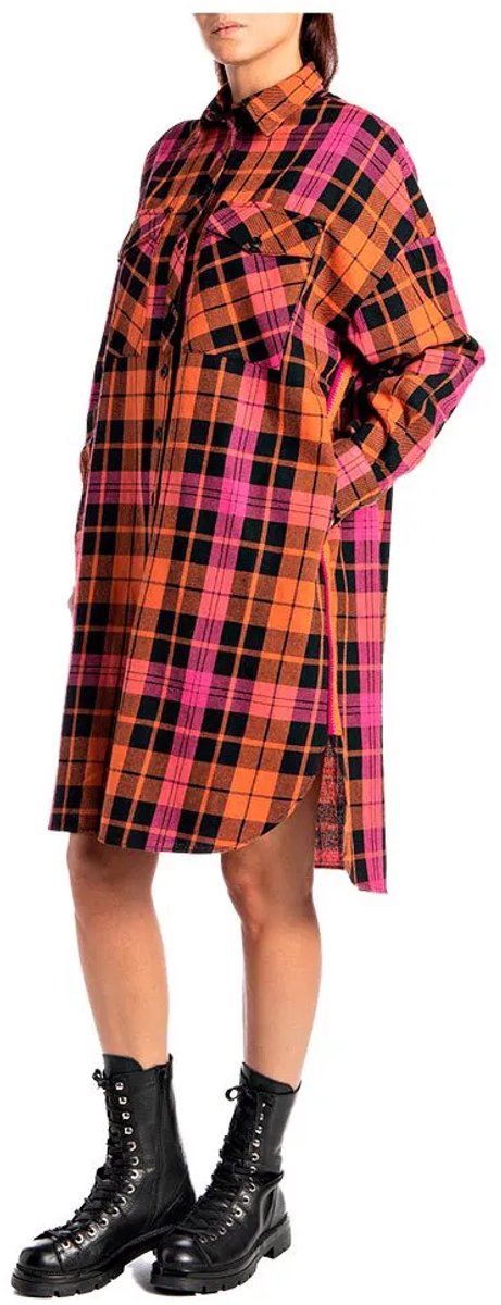 Replay W9779a.000.52560 Lang Mouw Jurk Veelkleurig S Vrouw