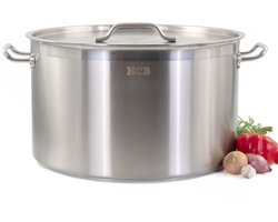 HCB® - Professionele Kookpan - 58 liter - Inductie - Gas - Electrisch - Grote RVS / INOX pan - Soeppan - Horeca pannen - Kookpot - Ø50 cm x H30 cm - 10.8 kg - 5455
