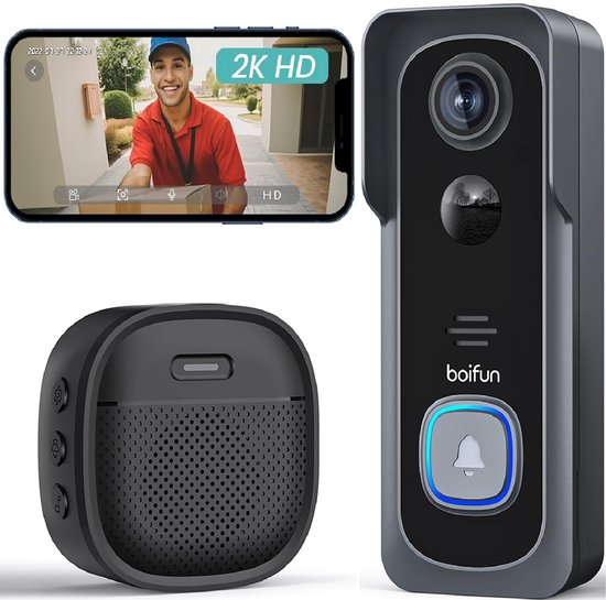 BOIFUN J1 Slimme Video Deurbel met 2K Camera - BOIFUN - €75,99