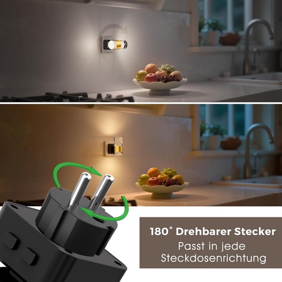 Nachtlampje Stopcontact met Schemeringssensor - LED Stekkerlicht voor Hal, Slaapkamer, Trap, Keuken, Badkamer, 0-100 Lumen, 3CCT — afbeelding 4