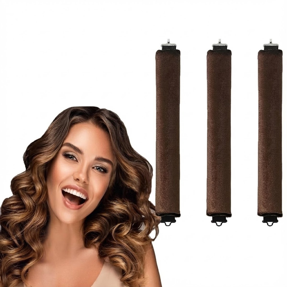Somstyle Heatless Curls Set - 3 Stuks - Haarrollers - Haarkruller Zonder Hitte - Krulspelden - Bruin