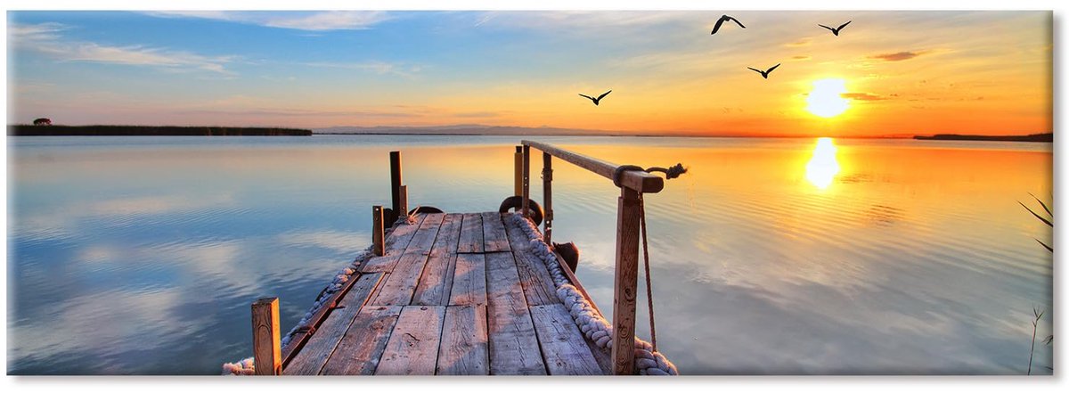 Unyqoos Grote canvas wanddecoratie 120x30 cm met levendige landschappen en moderne kunst Meerkleurig