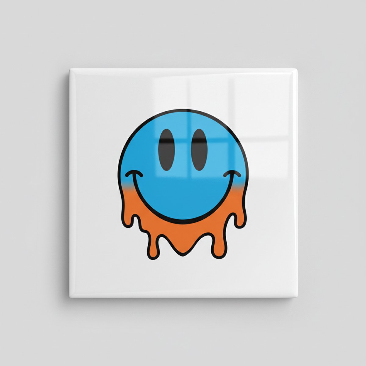 Nevolis Smeltende Smiley Tegel – Trendy Pop Art Woondecoratie – Keramische Tegel 15 x 15 cm Multi Color