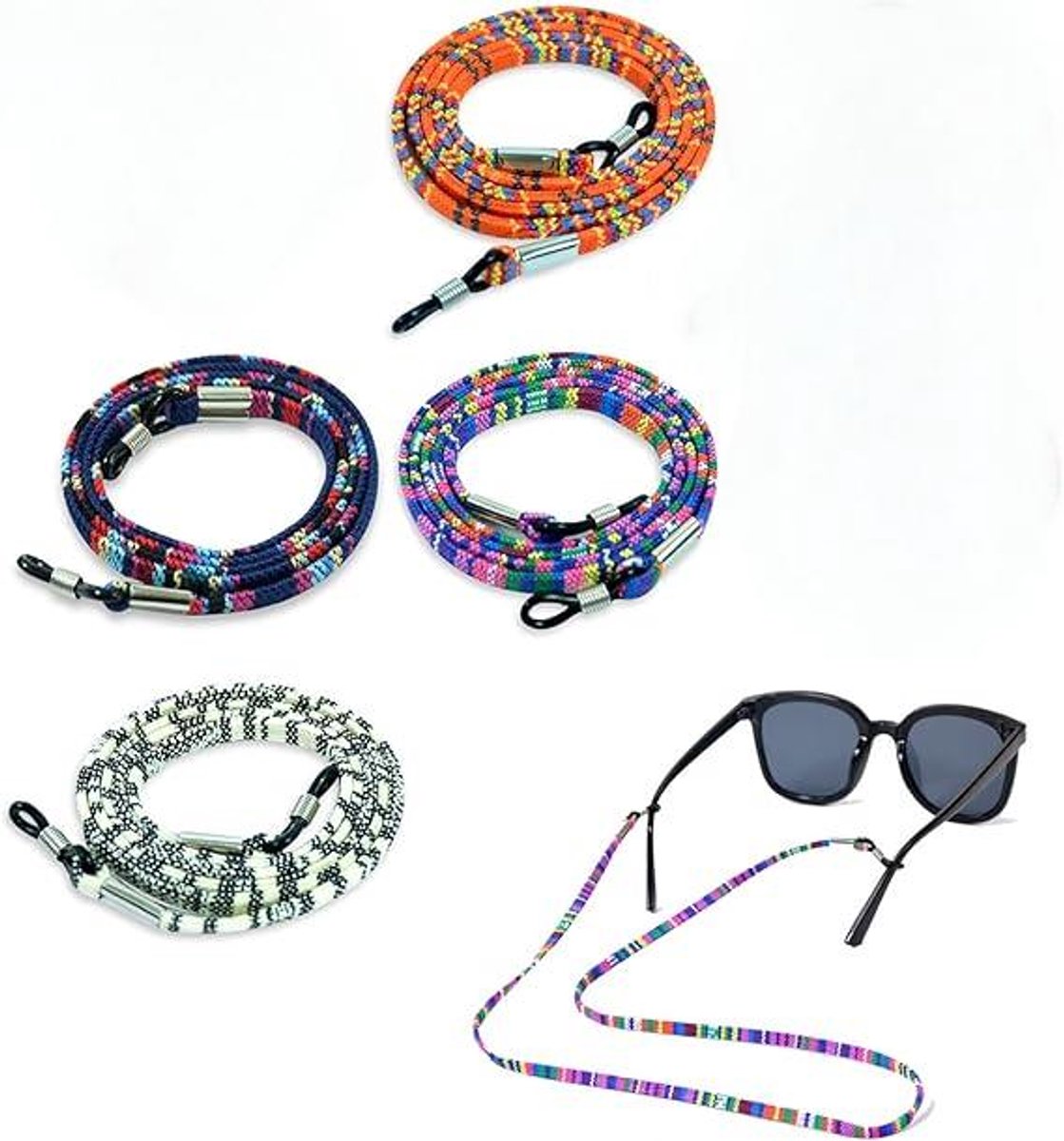 4-delige verstelbare brillenbandset, universele brillenband, brillenkoord, unisex antislip brillenband,Boheemse stijl 2