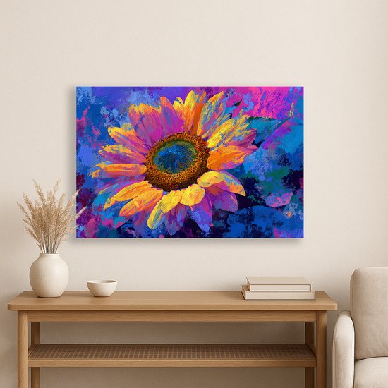 Zonnebloem – kunstobject – woondecoratie – Canvas schilderij – 100x75 cm