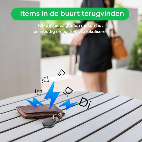 Buzzy Mini GPS Tracker voor IOS - Werkt met Apple ‘Zoek Mijn’ App - Zonder Abonnement - Bluetooth Tracker voor Sleutels, Koffer, Hond & Auto - Zwart - 1 Stuk