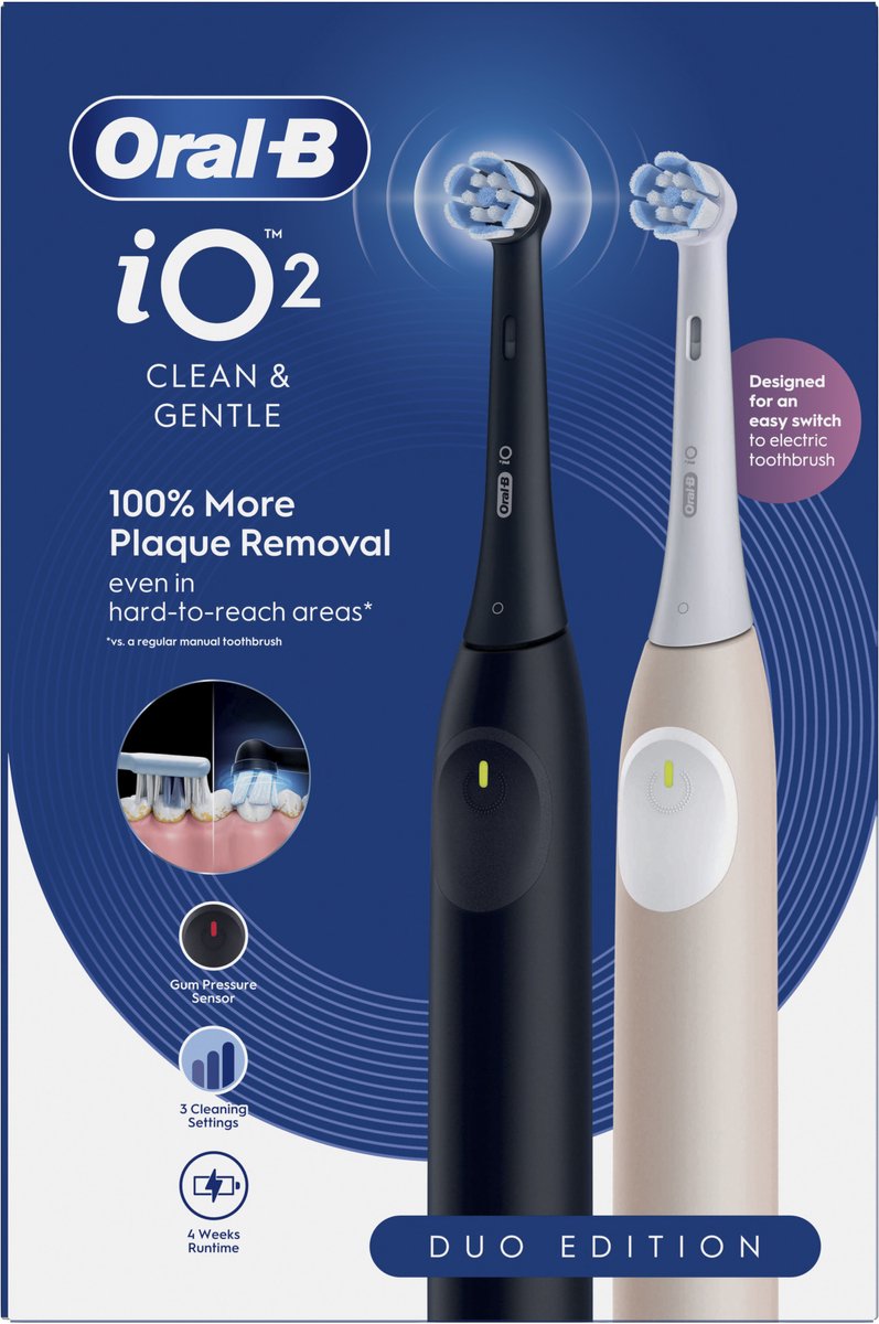 Oral-B iO2 Elektrische Tandenborstels - Night Black & Calm Pink - 2 stuks — afbeelding 5
